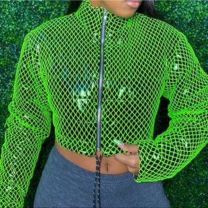 Neon Green & Black Puffer Jacket